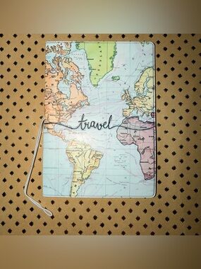 🆕 Passport Holder - World Map in Blue and Tan